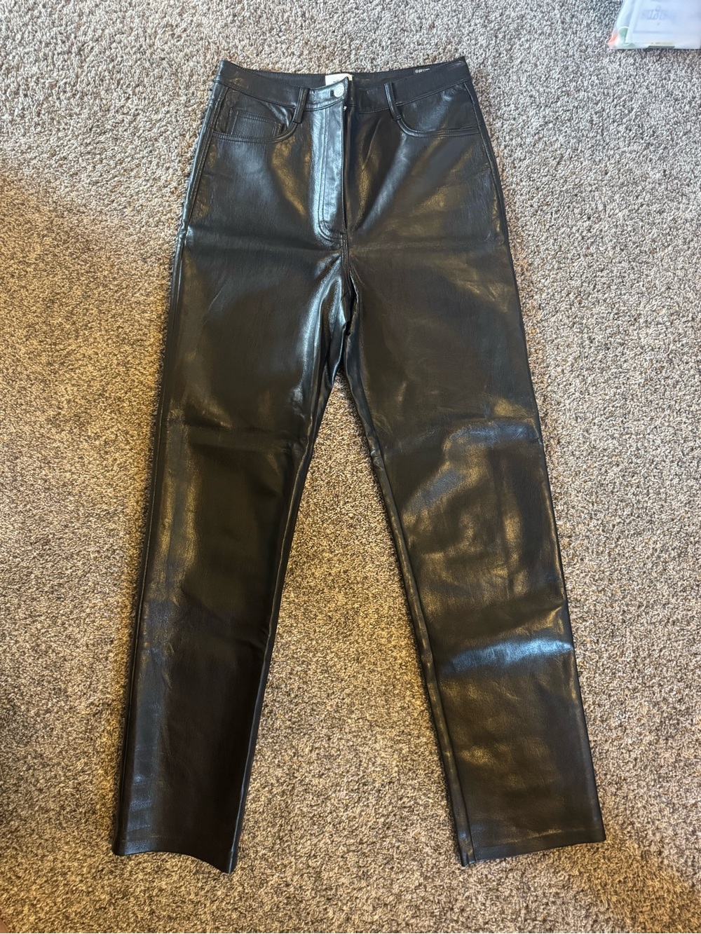 Aritzia Black Leather High-Waist Pants